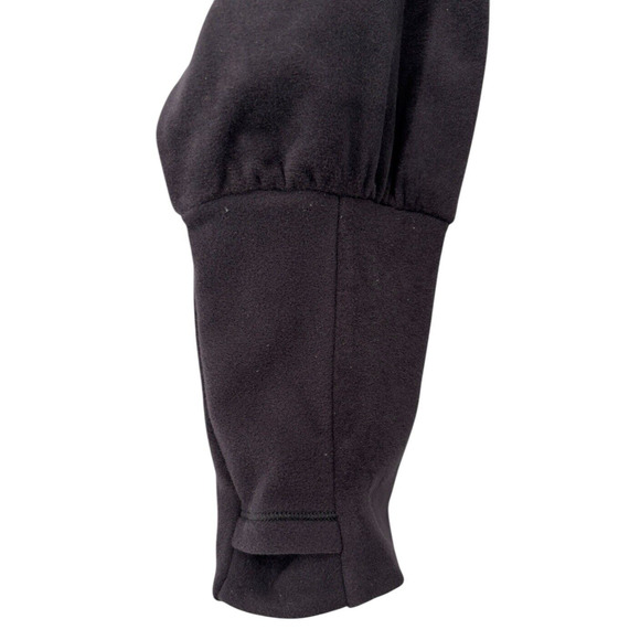 FLX Cropped Microfleece Top Raglan Sleeve Black Thumbholes Stretch Lounge Medium - Picture 3 of 8